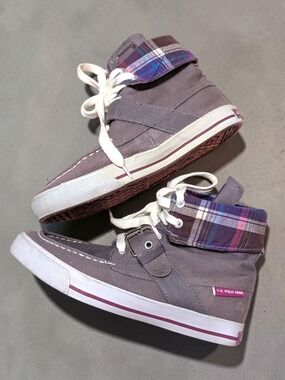 U.S. Polo Assn. Purple High-Top Sneakers Plaid Trim